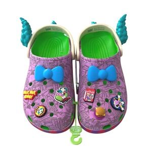 Crocs The Simpsons Krusty the Clown Clog Shoes Purple Blue Bow Kids M9 W11